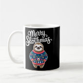 Merry Slothmas Sweater Funny Sloth Christmas Pajam コーヒーマグカップ (左)