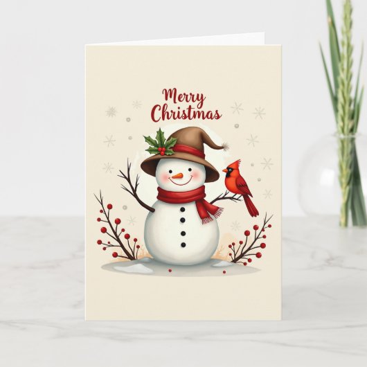 Merry Snowman Christmas Cards カード (正面)