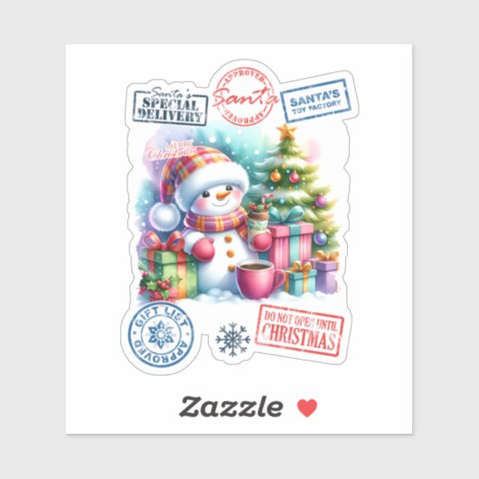 Merry Snowman With Festive Gifts and Holiday Cheer シール (シート)