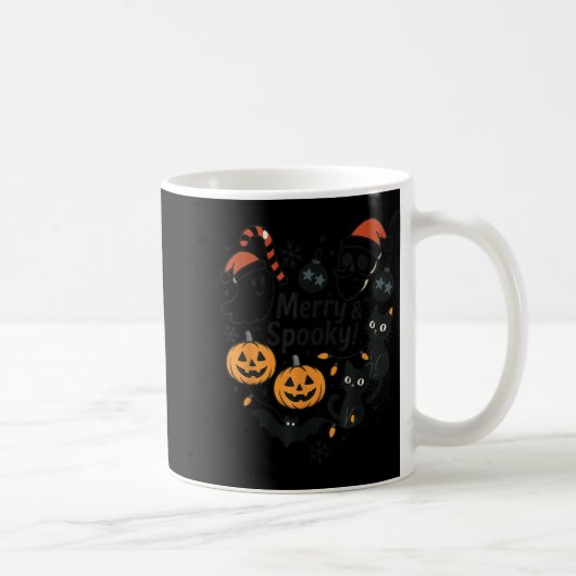 Merry Soky Halloween Christmas Cute Cats Pumpkins コーヒーマグカップ (右)
