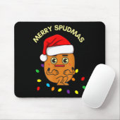 Merry Spudmas Funny Tato Santa Holiday Lights Chri マウスパッド (マウス)