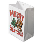Merry Squatchmas Bigfoot Sasquatch Christmas Tree ミディアムペーパーバッグ (正面アングル)