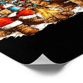 Merry Squatchmas Santa Bigfoot Campfire Mens Boys  ポスター (角)