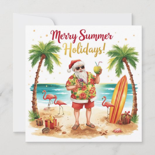 Merry Summer Holiday Santa at the beach  シーズンカード (正面)