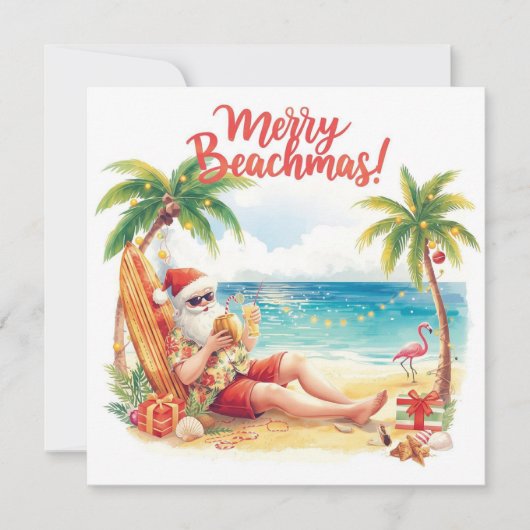 Merry Summer Holiday Santa at the beach  シーズンカード (正面)