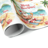 Merry Summer Holiday Santa at the beach  ラッピングペーパー (ロールコーナー)