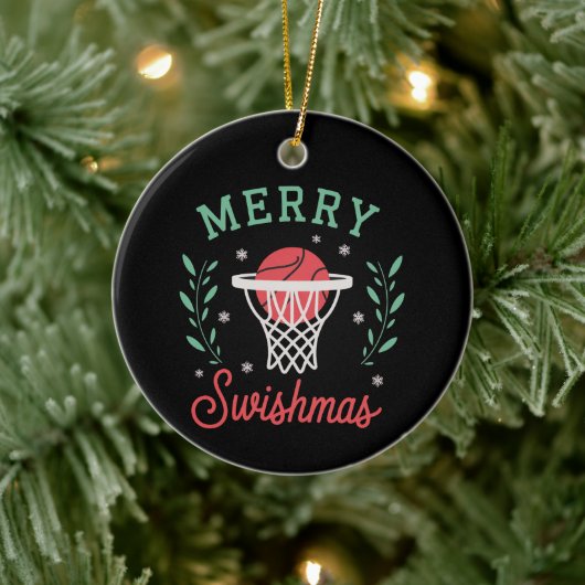 Merry Swishmas Basketball Christmas Sports Xmas  セラミックオーナメント (ツリー)