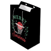 Merry Swishmas Basketball Christmas Sports Xmas  ミディアムペーパーバッグ (裏面アングル)