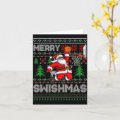 Merry Swishmas Basketball Ugly Christmas Santa Men カード (黄色い花)