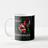 Merry Swishmas Basketball Ugly Christmas Santa Men コーヒーマグカップ (左)
