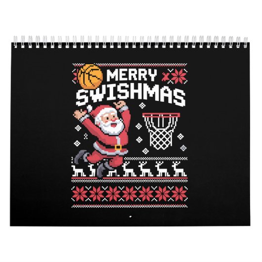 Merry Swishmas Basketball Ugly Christmas Xmas  カレンダー (カバー)