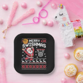 Merry Swishmas Basketball Ugly Christmas Xmas  ペーパープレート (パーティー)