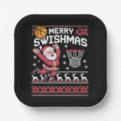 Merry Swishmas Basketball Ugly Christmas Xmas  ペーパープレート (正面)