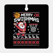 Merry Swishmas Basketball Ugly Christmas Xmas  メタルオーナメント (正面)