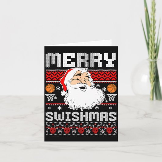 Merry Swishmas Basketball Xmas Ugly Christmas Men  カード (正面)