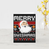 Merry Swishmas Basketball Xmas Ugly Christmas Men  カード (黄色い花)
