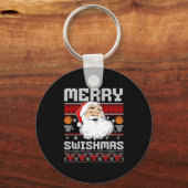 Merry Swishmas Basketball Xmas Ugly Christmas Men キーホルダー (正面)