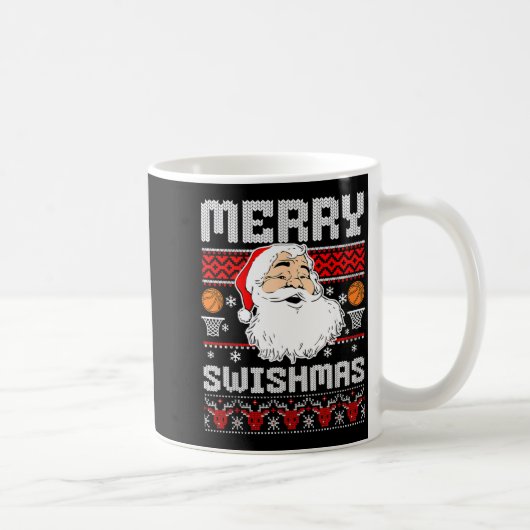 Merry Swishmas Basketball Xmas Ugly Christmas Men  コーヒーマグカップ (右)