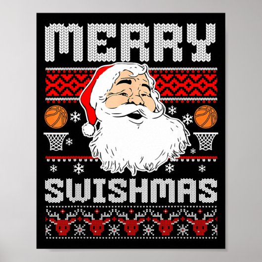 Merry Swishmas Basketball Xmas Ugly Christmas Men  ポスター (正面)