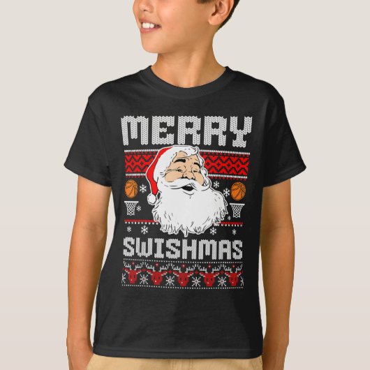 Merry Swishmas Basketball Xmas Ugly Christmas Men  Tシャツ (正面)