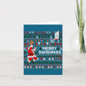 Merry Swishmas Santa Basketball Ugly Sweater Style カード (正面)