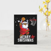 Merry Swishmas Santa Bysketbyll Christmas Pajamas  カード (黄色い花)