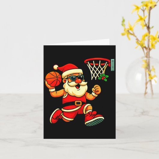 Merry Swishmas Ugly Christmas Sweater Basketball C カード (黄色い花)
