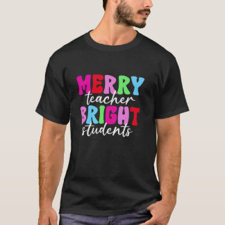 Merry Teacher Bright Students Retro Groovy Funny C Tシャツ