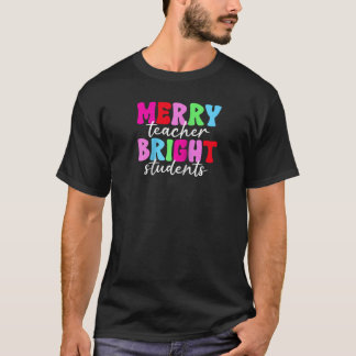 Merry Teacher Bright Students Retro Groovy Funny C Tシャツ
