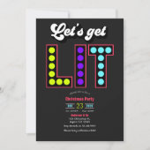 Merry Technicor Lets Get Lit Retro Christmas Party 招待状 (正面)