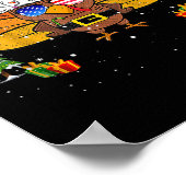 Merry Thanksmas Happy Thanksgiving Santa Turkey Xm ポスター (角)