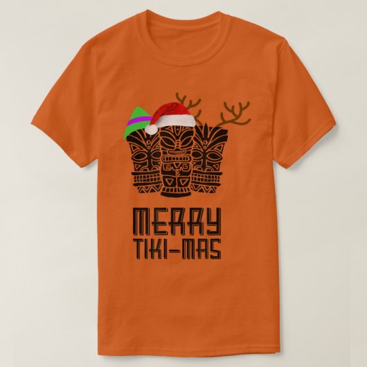 Merry TikiMas Christmas , Santa Hat Tiki Tee Tシャツ (デザイン正面)