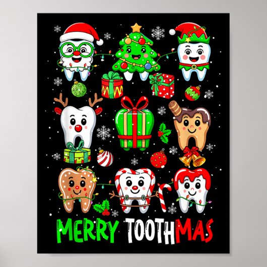Merry Toothmas Teeth Collection Santa Reindeer Xma ポスター (正面)