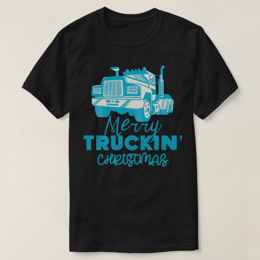 Merry Truckin Christmas Blue Festive Gift For Truc Tシャツ (デザイン正面)