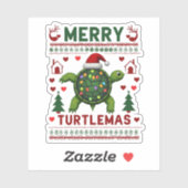 Merry Turtlemas Christmas Lights Cute Turtle Santa シール (シート)