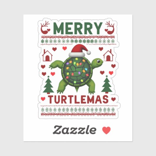 Merry Turtlemas Christmas Lights Cute Turtle Santa シール (シート)