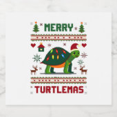 Merry Turtlemas Christmas Lights Cute Turtle Santa スパークリングワインラベル (シングルラベル)