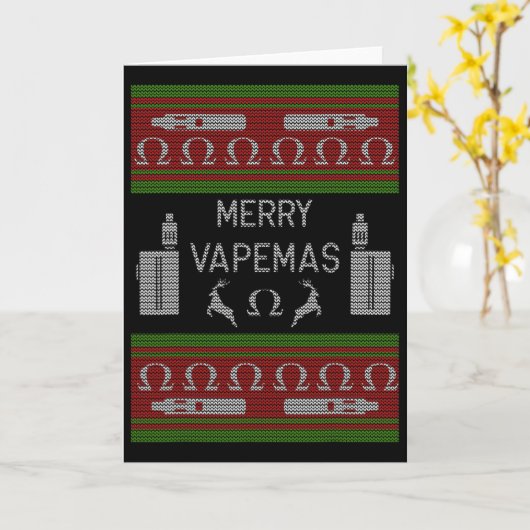 Merry Vapemas - Vaping Ugly Christmas Sweater  カード (黄色い花)