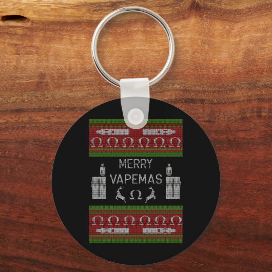 Merry Vapemas - Vaping Ugly Christmas Sweater  キーホルダー (正面)
