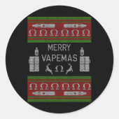 Merry Vapemas - Vaping Ugly Christmas Sweater  ラウンドシール (正面)