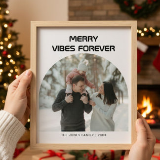 Merry Vibes Forever Bright Family Greeting シーズンカード