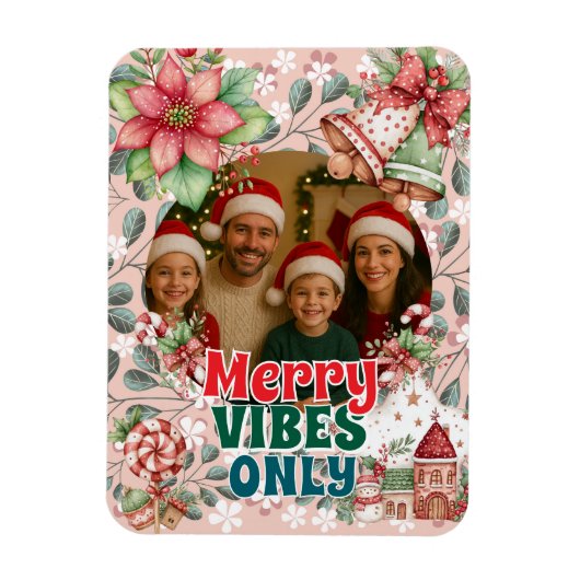 Merry Vibes Only - 楽しいクリスマスカード  マグネット (縦)