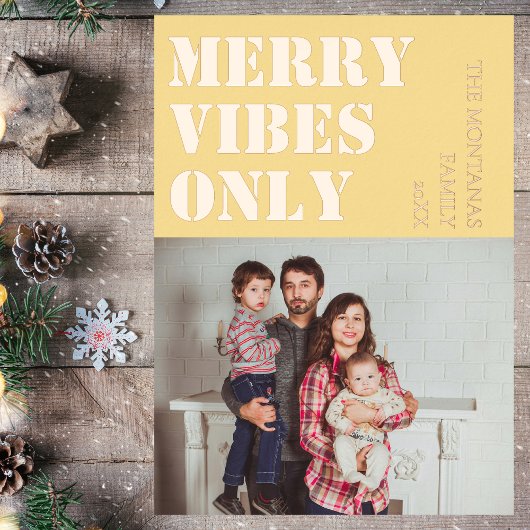 Merry Vibes Only Family Photo Soft Gold 箔シーズンカード