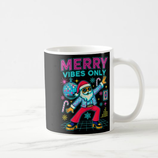 Merry Vibes Only Santa Christmas Disco Retro 70s 8 コーヒーマグカップ (右)