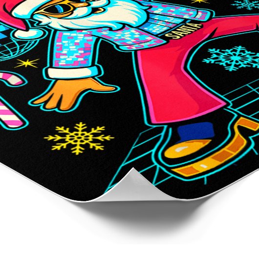 Merry Vibes Only Santa Christmas Disco Retro 70s 8 ポスター (角)