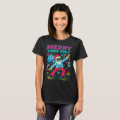 Merry Vibes Only Santa Christmas Disco Retro 70s 8 Tシャツ (正面フル)
