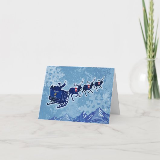 Merry Wisconsin Christmas flag Santa greeting card サンキューカード (正面)