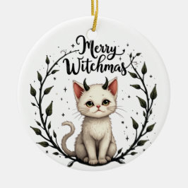 Merry Witchmas - Adorable Cat with Horns Ornament セラミックオーナメント