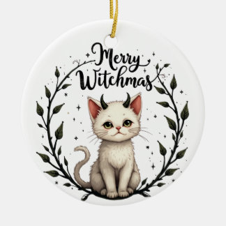 Merry Witchmas - Adorable Cat with Horns Ornament セラミックオーナメント