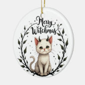 Merry Witchmas - Adorable Cat with Horns Ornament セラミックオーナメント (左)